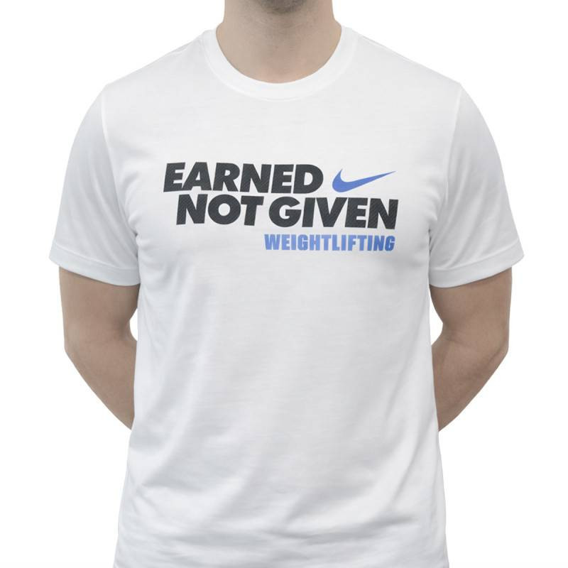 Pánské tričko Nike Weightlifting - Earned not given - bílé