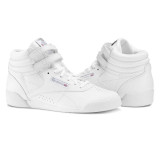 Dětské závodní bílé boty na aerobik Reebok Freestyle HI f/s Classic - CN2553