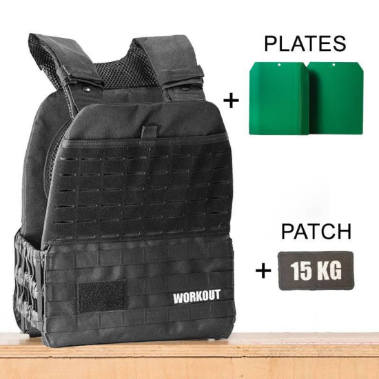 Zátěžová taktická plátová vesta 15 kg WORKOUT