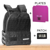 Zátěžová taktická plátová vesta 14 lb WORKOUT 4.0 - Black + nášivka (pro WOD Murph)