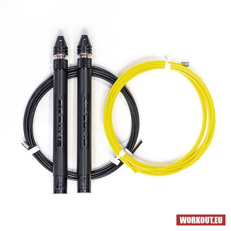 Elitní švihadlo ELITE SRS Bullet FIT Rope - černé a žluté lanko